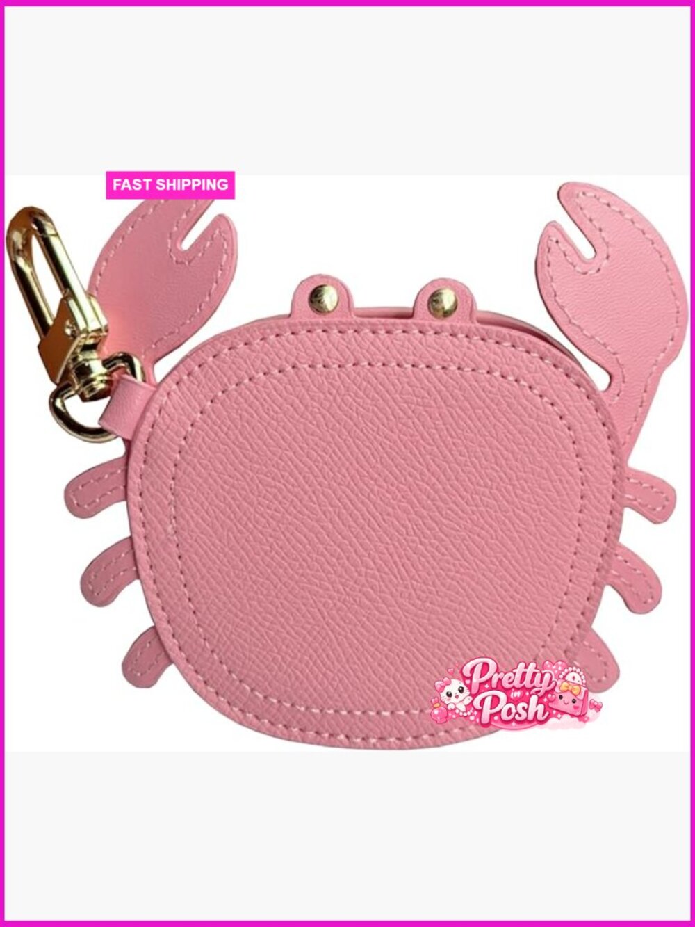 Mini Crab Coin Purse Keychain, Faux Leather Zipper Wallet Pouch